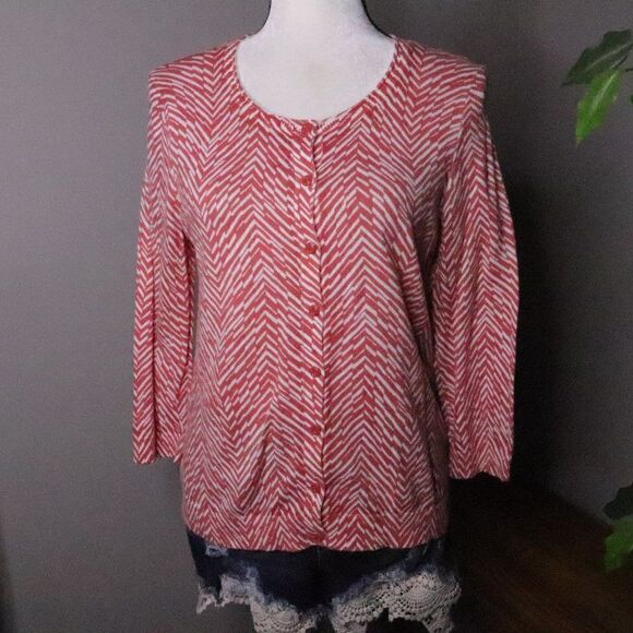 LOFT | Cotton Button Up Cardigan Sweater M - Picture 2 of 7